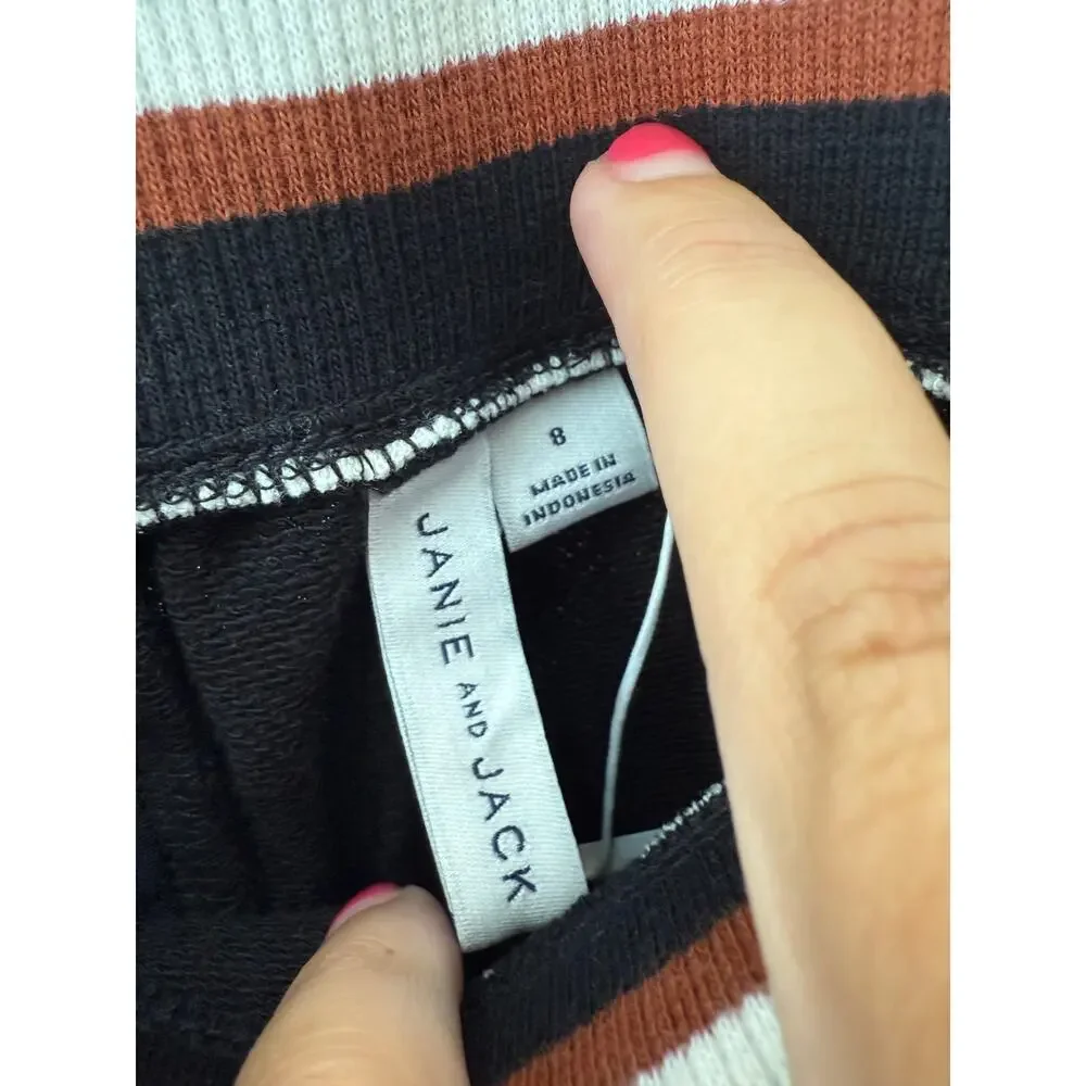Janie and Jack Boys Black The Stripe French Terry Joggers Size 8